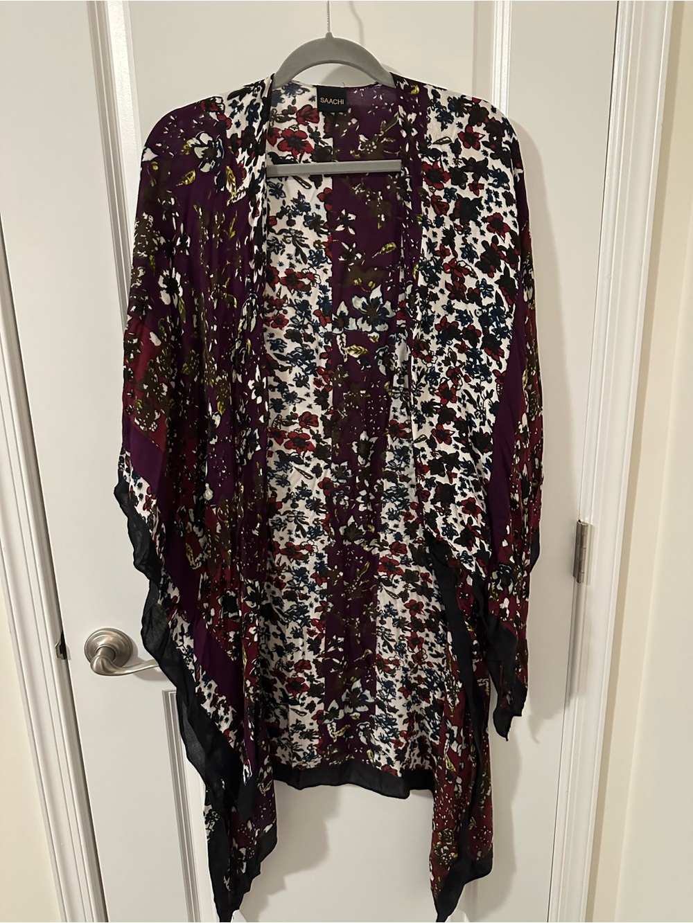 SAACHI Plum Floral Open-Front Kimono
